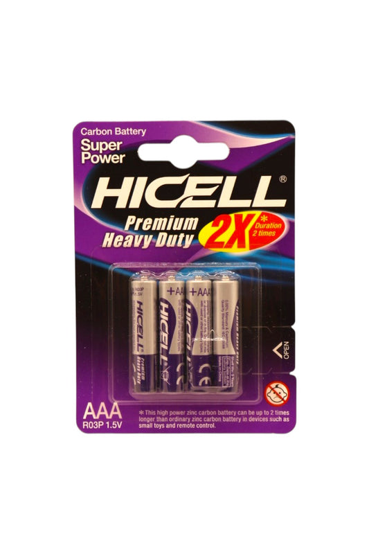 HICELL Premium Heavy Duty AAA Batteries 4 Pack (1.5V)